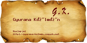 Gyurana Kálmán névjegykártya